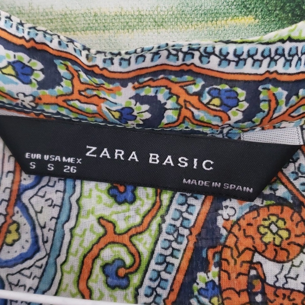 Zara Basic Semi-sheer Pasley Multicolor Print Sleeveless Silky Dress, Size S. - Picture 14 of 16